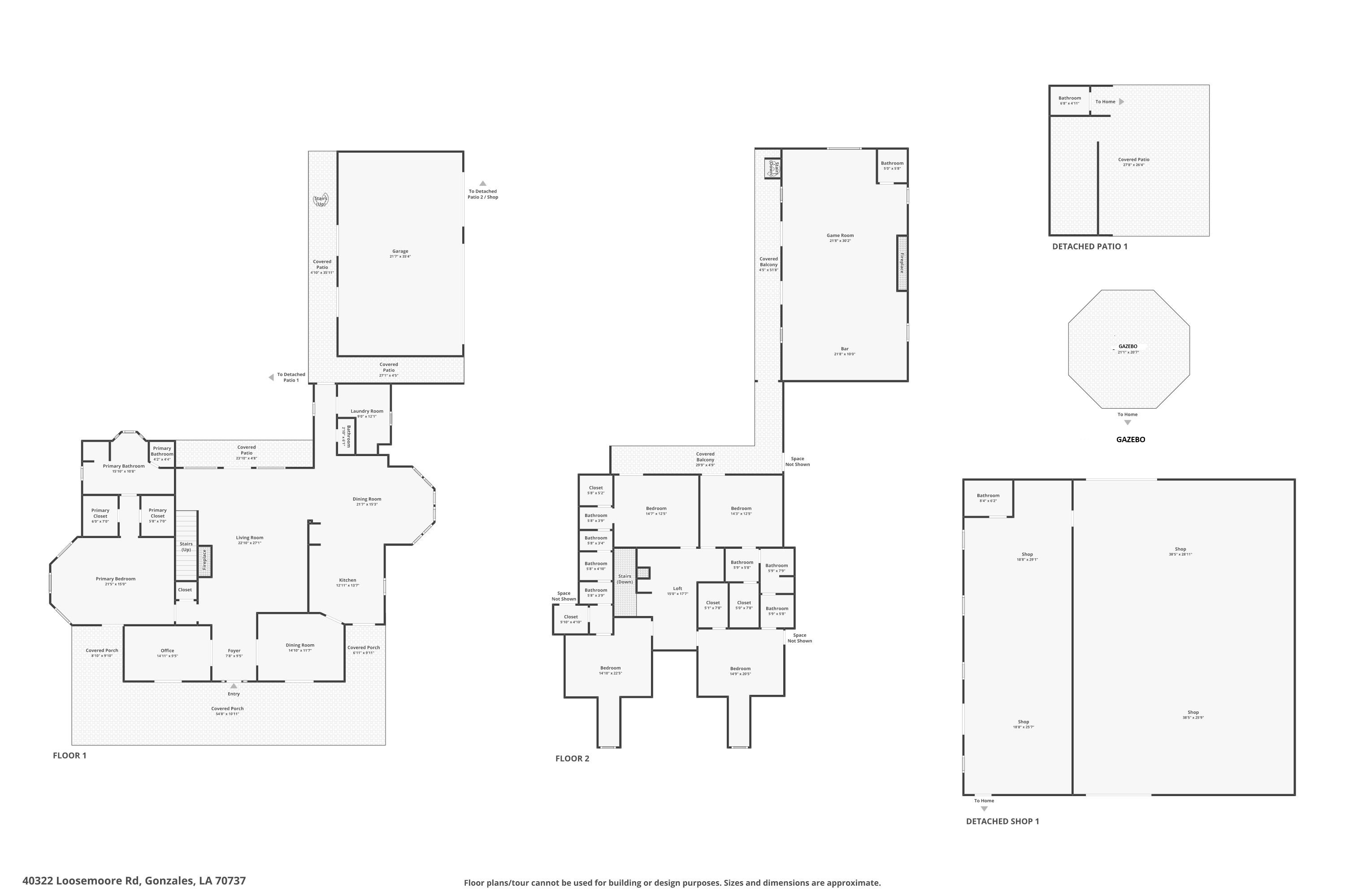 Loosemoore Estate site plan — one parcel, two lots, two addresses, Gonzales LA